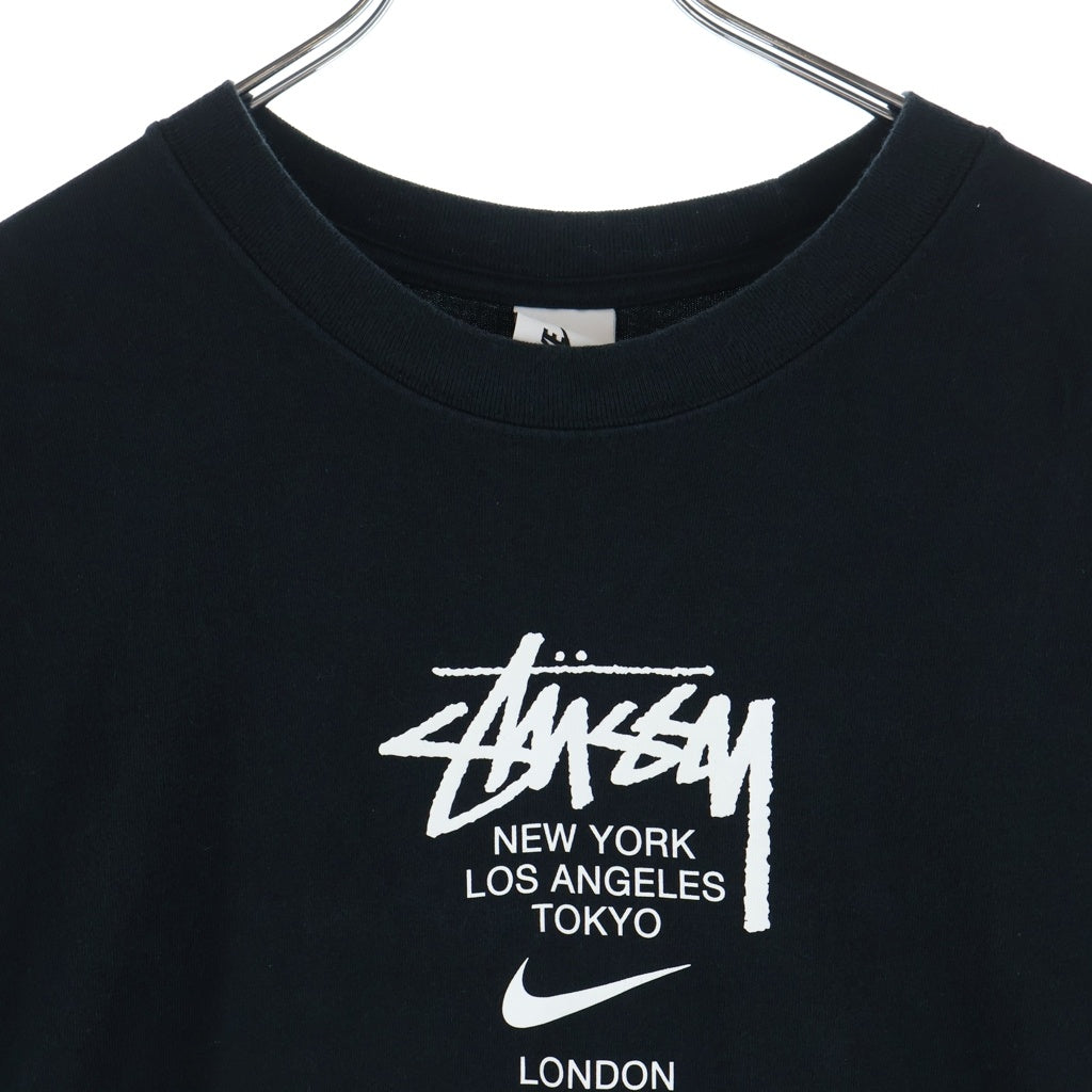 STUSSY(ステューシー) ×NIKE International T-Shirt ナイキ インターナショナル クルーネック 半袖Tシャツ カットソー ブラック DD3342-010