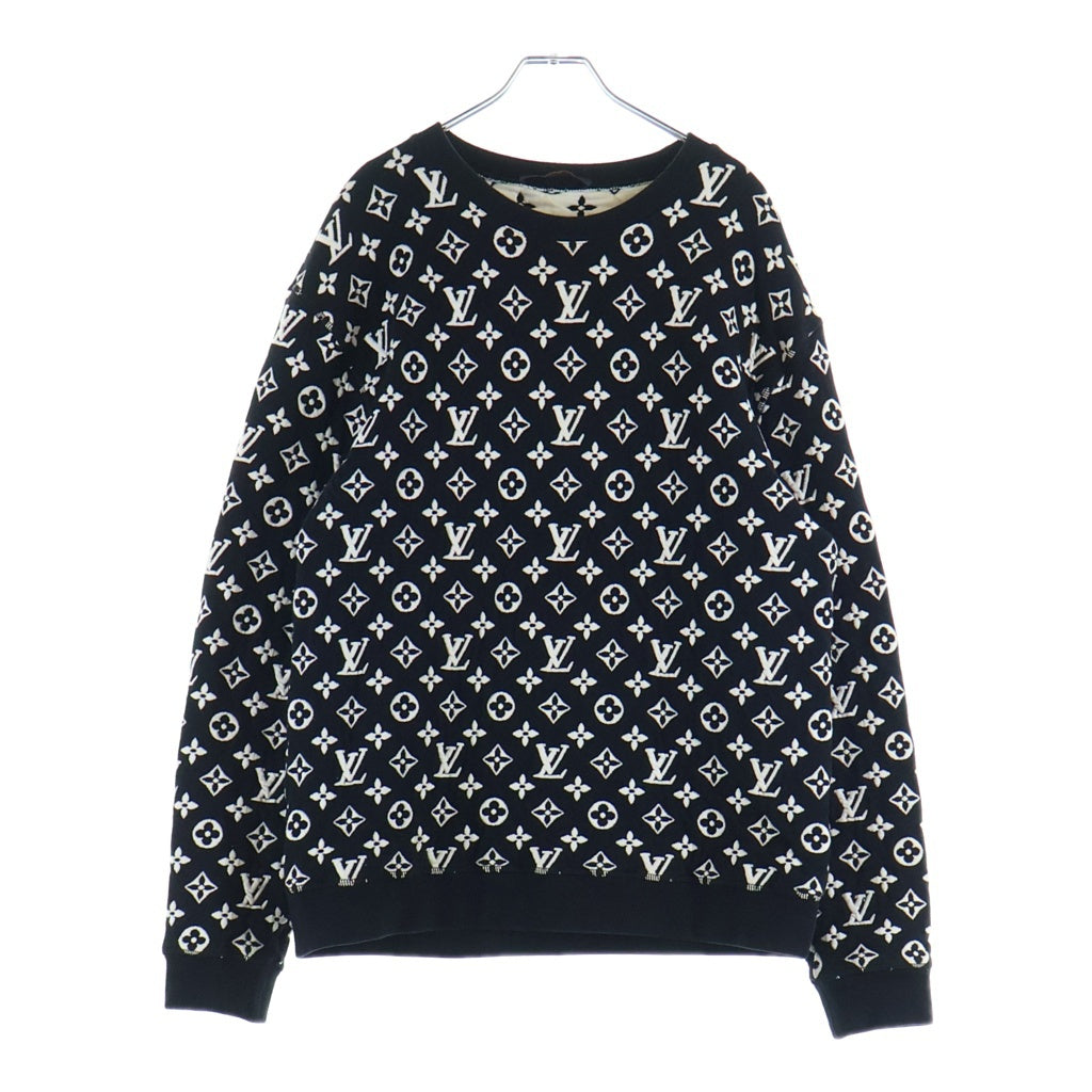 LOUIS VUITTON(ルイヴィトン) モノグラム ジャガード クルーネック 長袖スウェット トレーナー ブラック RM201Q TCJ HIY53W