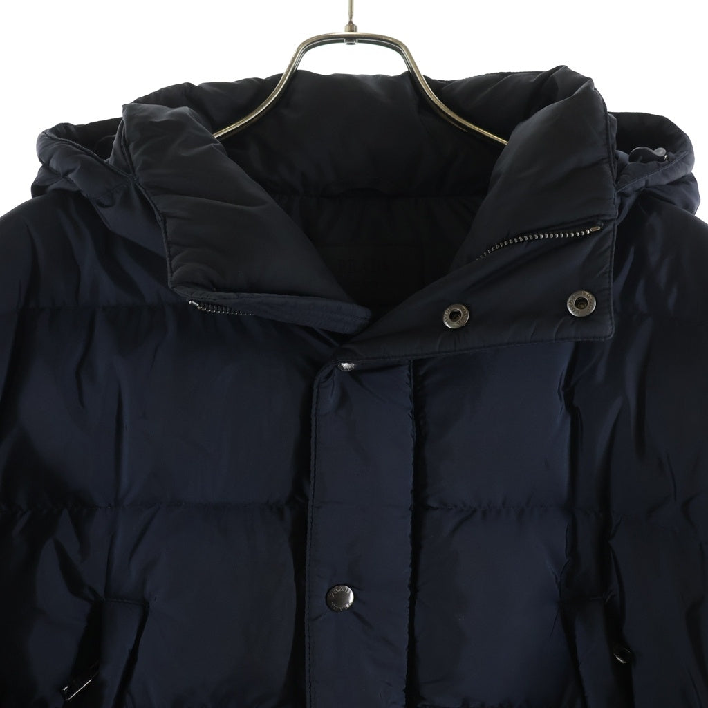 PRADA(プラダ) トライアングルロゴ ジップアップ フーデッドダウンジャケット ネイビー SGH589 R142 004