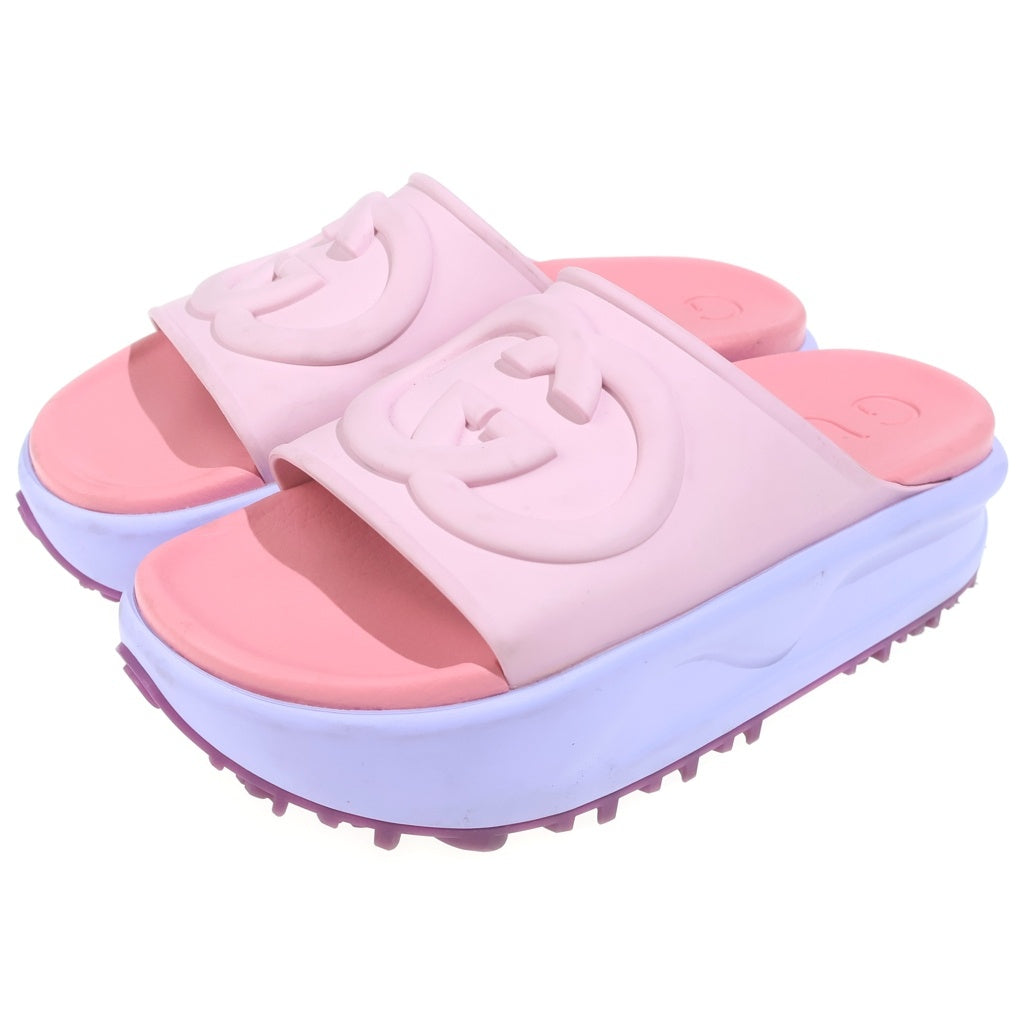 GUCCI(グッチ) GGスライドサンダル 厚底 ラバーサンダル シューズ レディース ピンク/パープル 692845
