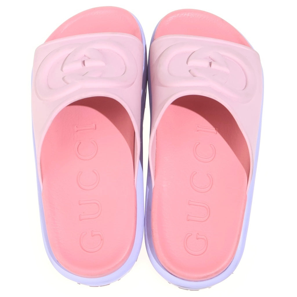 GUCCI(グッチ) GGスライドサンダル 厚底 ラバーサンダル シューズ レディース ピンク/パープル 692845