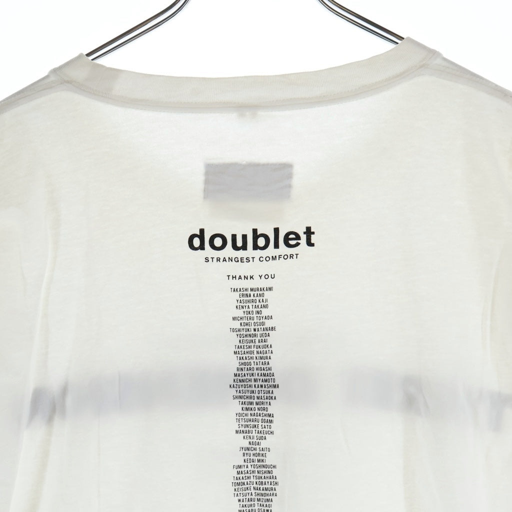 doublet(ダブレット) THREE DIMENSION フロントプリント 半袖Tシャツ カットソー ホワイト 19AW31CS143-1
