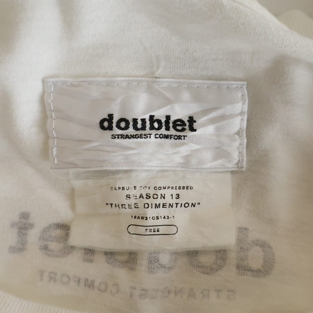 doublet(ダブレット) THREE DIMENSION フロントプリント 半袖Tシャツ カットソー ホワイト 19AW31CS143-1