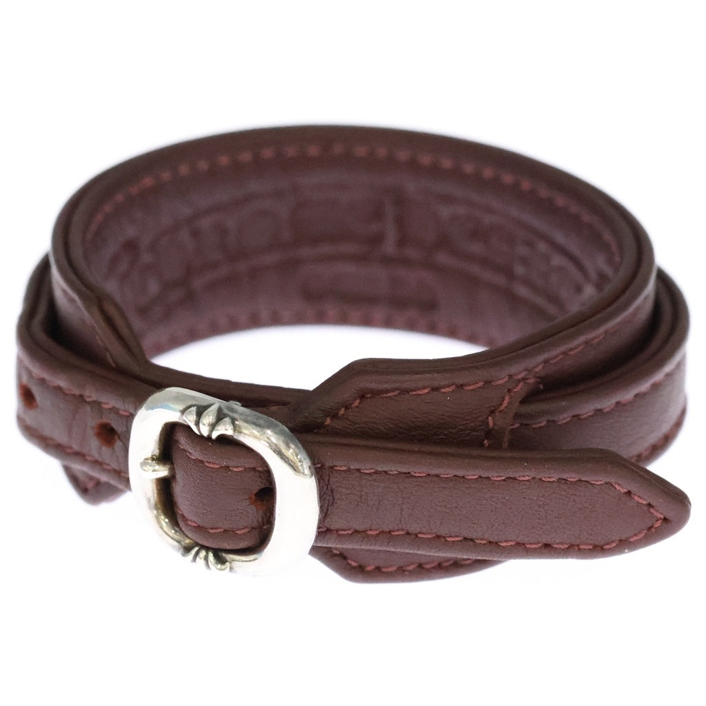 CHROME HEARTS(クロムハーツ) R&R TINY BUCKLE ガンスリンガータイニーバックルレザーブレスレット レッド/シルバー