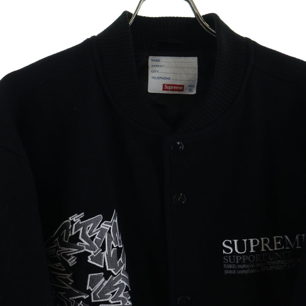 SUPREME(シュプリーム) 21AW Support Unit Varsity Jacket サポート ユニット バーシティー スタジャン ジャケット ブラック