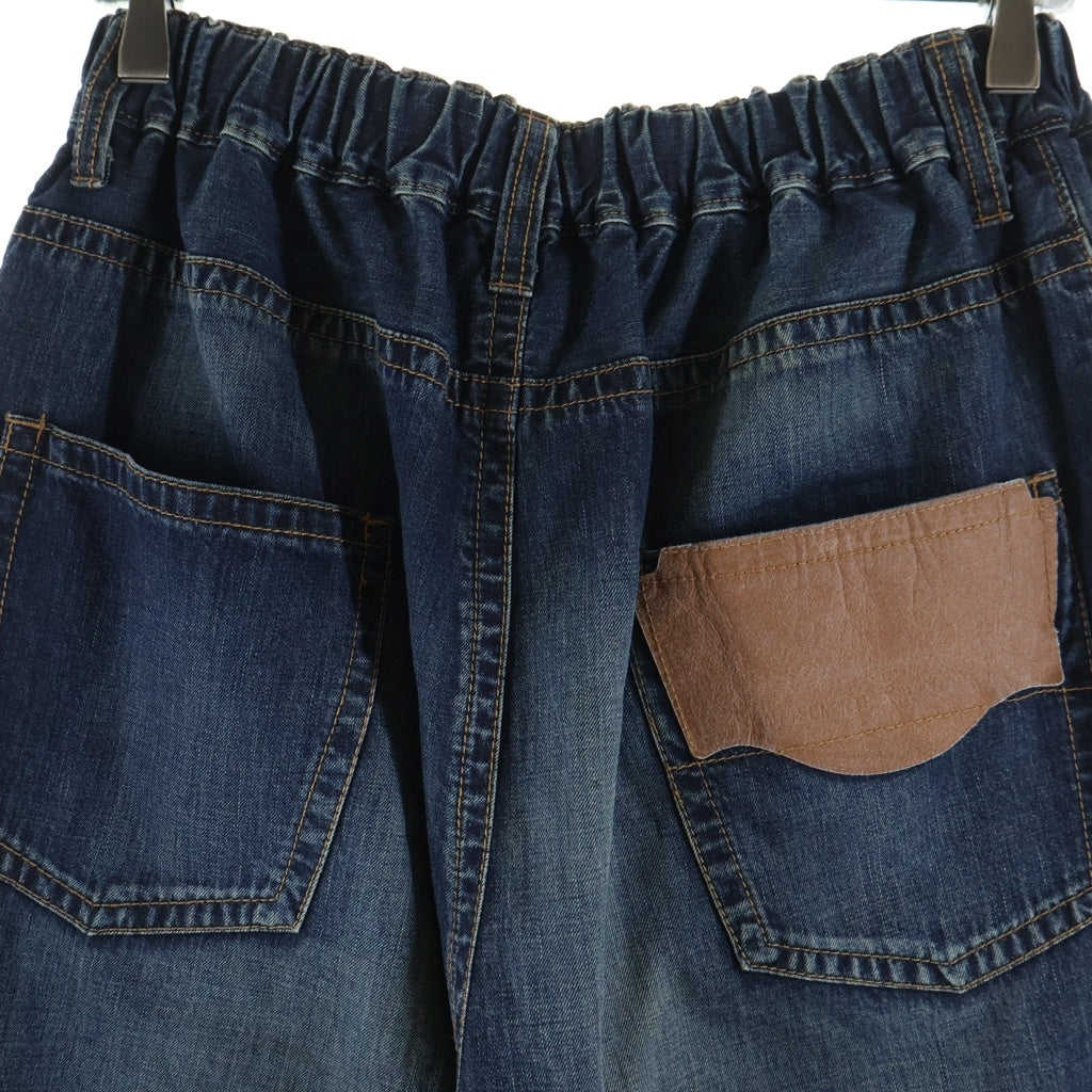 MAISON MIHARAYASUHIRO(メゾンミハラヤスヒロ) 24SS Light Denim Wide Pants レザーパッチ ライトデニムワイドパンツ インディゴブルー J12PT022