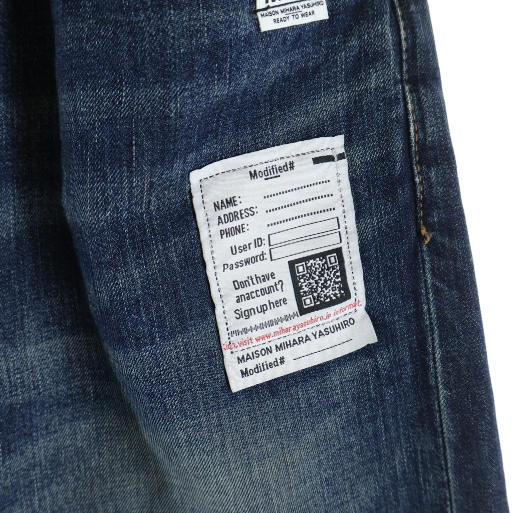 MAISON MIHARAYASUHIRO(メゾンミハラヤスヒロ) 24SS Light Denim Wide Pants レザーパッチ ライトデニムワイドパンツ インディゴブルー J12PT022