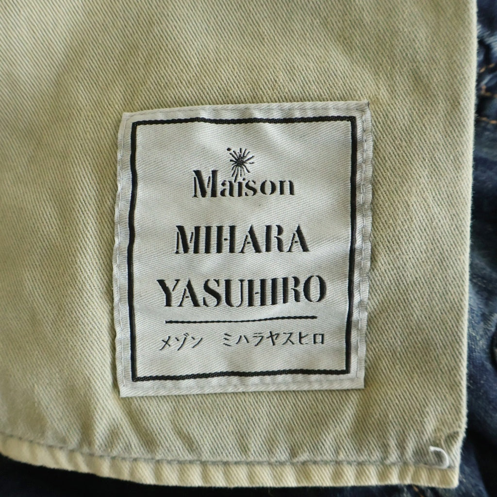 MAISON MIHARAYASUHIRO(メゾンミハラヤスヒロ) 24SS Light Denim Wide Pants レザーパッチ ライトデニムワイドパンツ インディゴブルー J12PT022