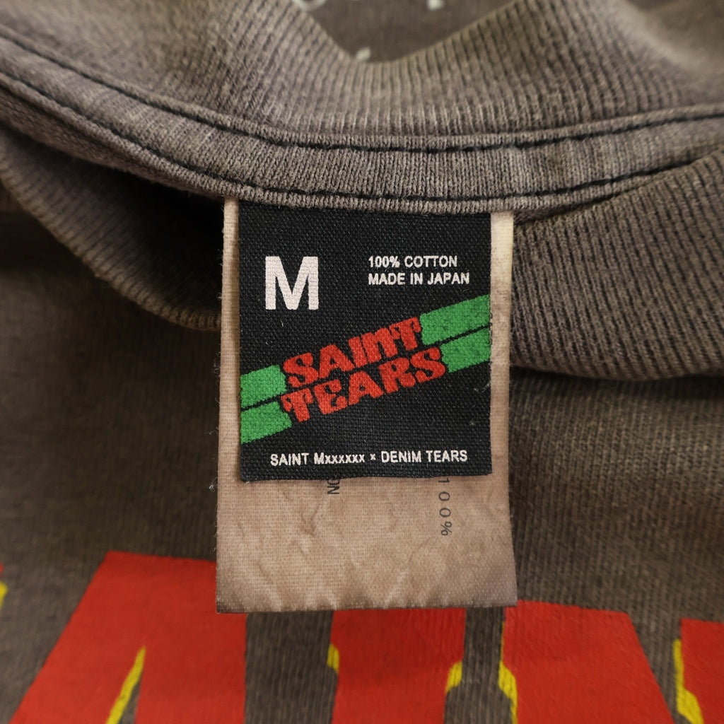 SAINT MICHAEL(セントマイケル) 22SS ×DENIM TEARS SS TEE デニムティアーズ ダメージ加工半袖Tシャツ カットソー グレー SM-S22-0000-063