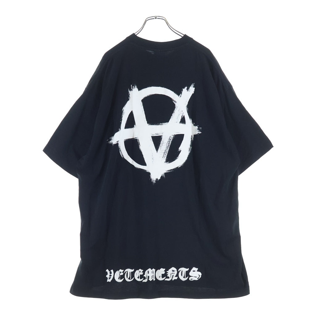 VETEMENTS(ヴェトモン) 22AW Double Anarchy Logo T-Shirt ダブルアナーキーロゴ クルーネック 半袖Tシャツ カットソー ブラック UA53TR500X