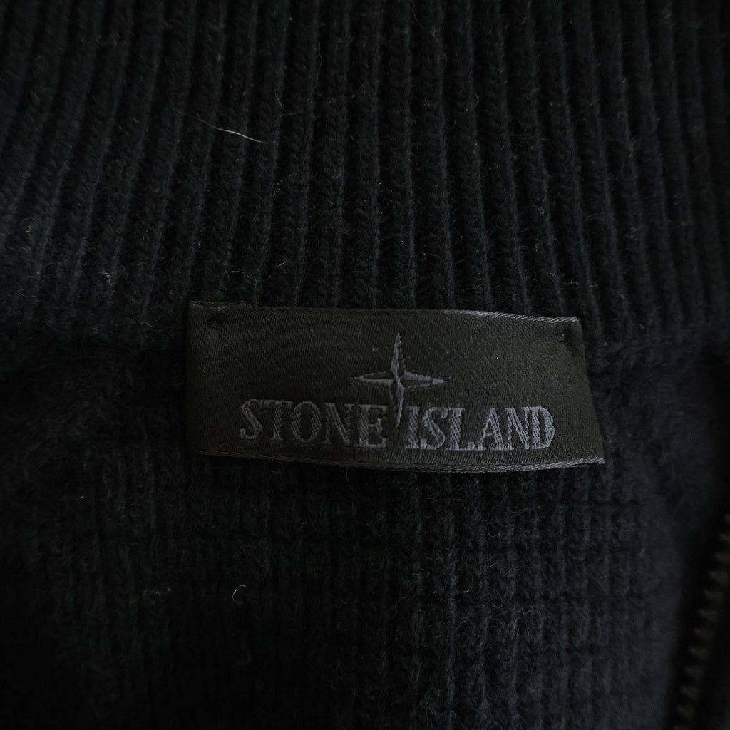 STONE ISLAND(ストーンアイランド) Zip-up knit ウール ダブルジップアップ ドライバーズニット セーター ブラック K2S155100083 S00FG