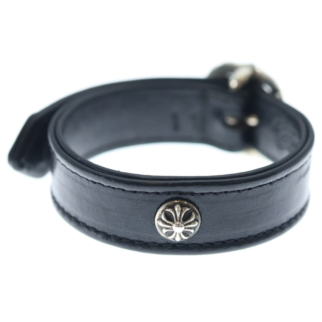 CHROME HEARTS(クロムハーツ) GUNSLINGER ガンスリンガー クロスボール レザーブレスレット ブラック/シルバー BCA146