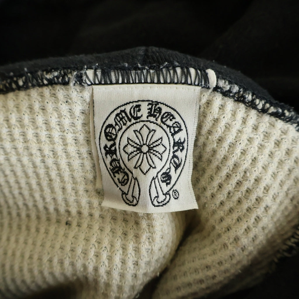 CHROME HEARTS(クロムハーツ) OLD THRML HD PLVR 裏地サーマル 袖フローラルプリントバックホースシュー プルオーバーパーカー ブラック