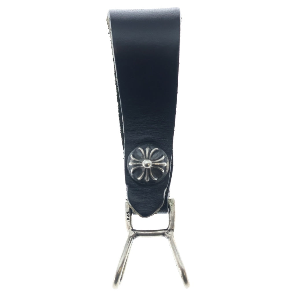 CHROME HEARTS(クロムハーツ) BELT LOOP クロスボールボタンレザーベルトループ シルバー/ブラック BCA397