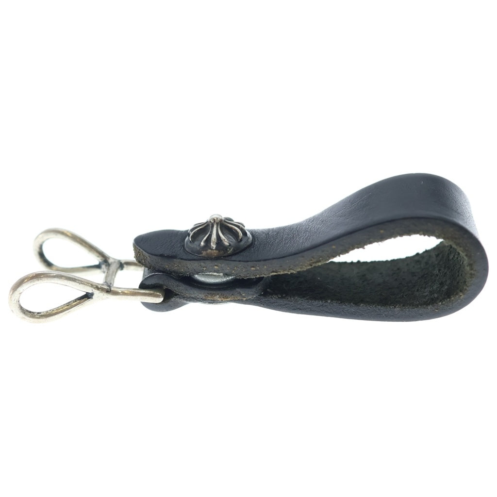 CHROME HEARTS(クロムハーツ) BELT LOOP クロスボールボタンレザーベルトループ シルバー/ブラック BCA397