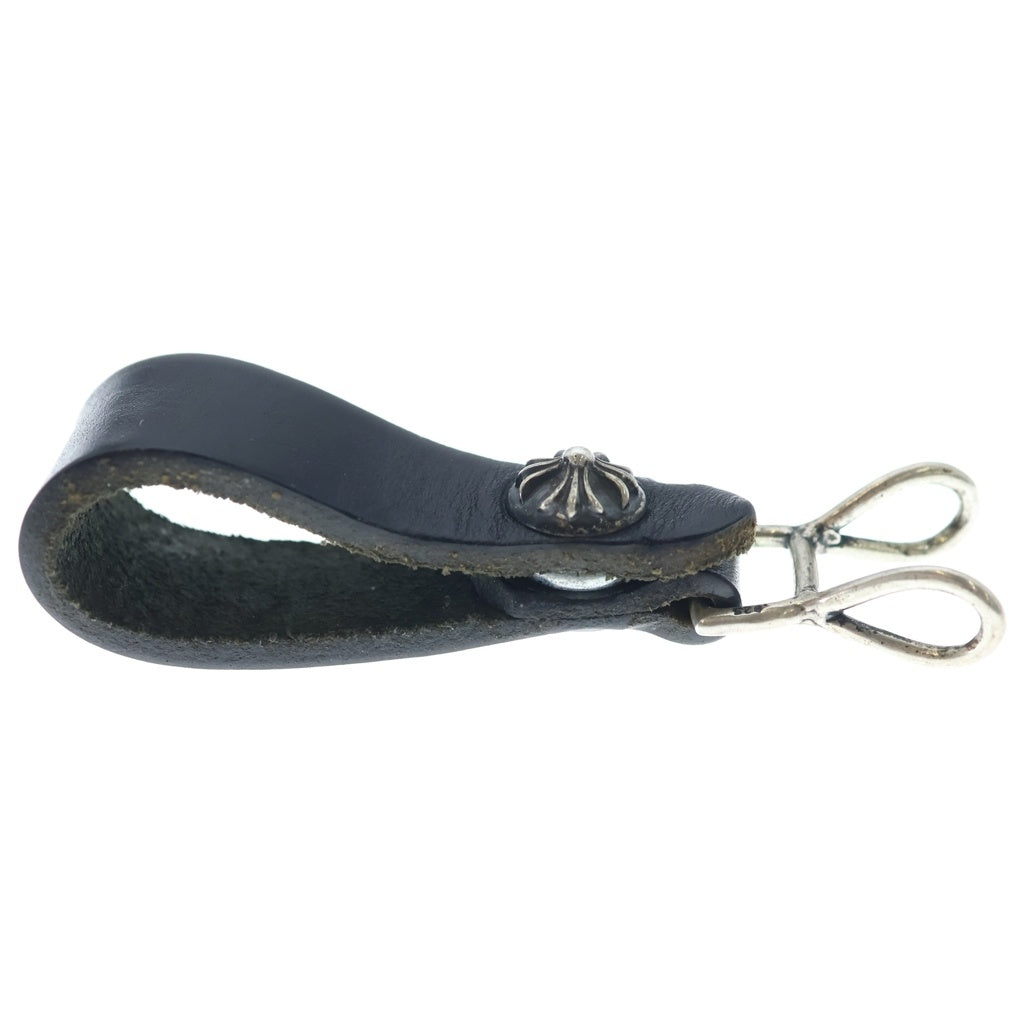 CHROME HEARTS(クロムハーツ) BELT LOOP クロスボールボタンレザーベルトループ シルバー/ブラック BCA397