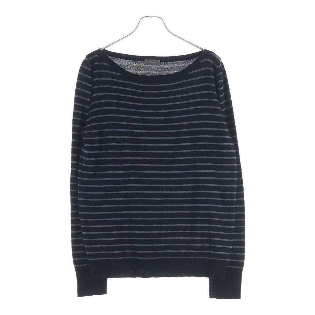 Dior HOMME(ディオールオム) 06AW ボーダー柄 ボートネック 長袖ニット セッター ブラック/グレー 6HH4052861