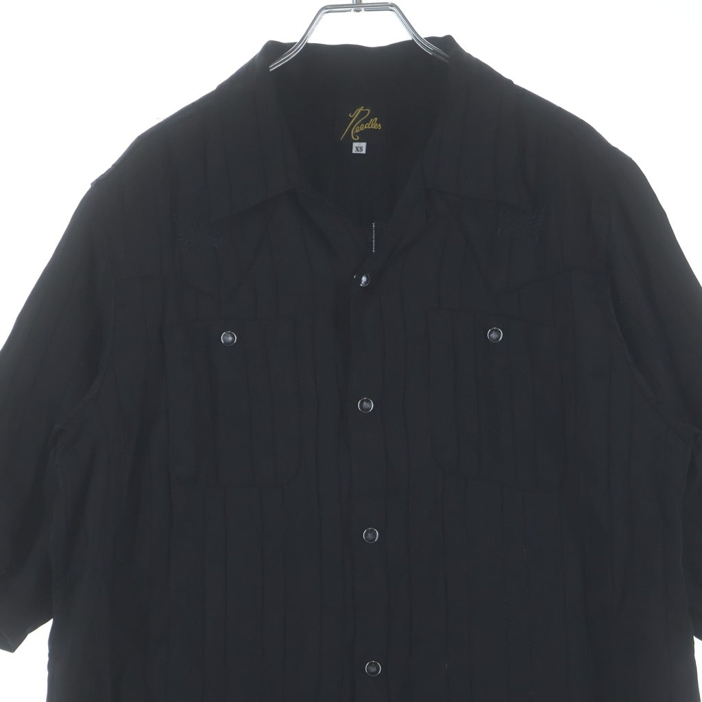 Needles(ニードルス) S/S Cowboy One-Up Shirt ストライプ 開襟 半袖シャツ ショートスリーブ ブラック 0T202