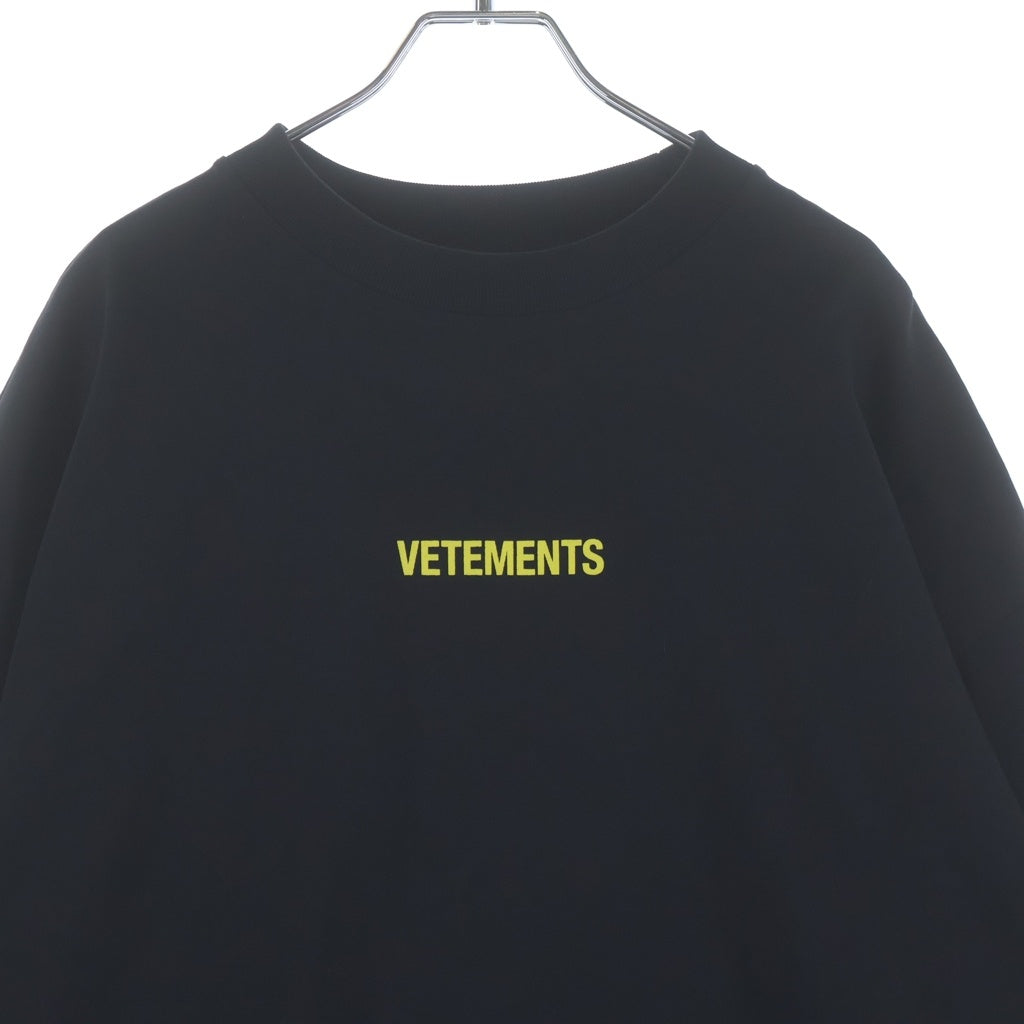 VETEMENTS(ヴェトモン) 22SS LONG SLEEVE LOGO LABEL T-SHIRT ロゴラベル ロングスリーブ 長袖Tシャツ カットソー ブラック UE52TR280X