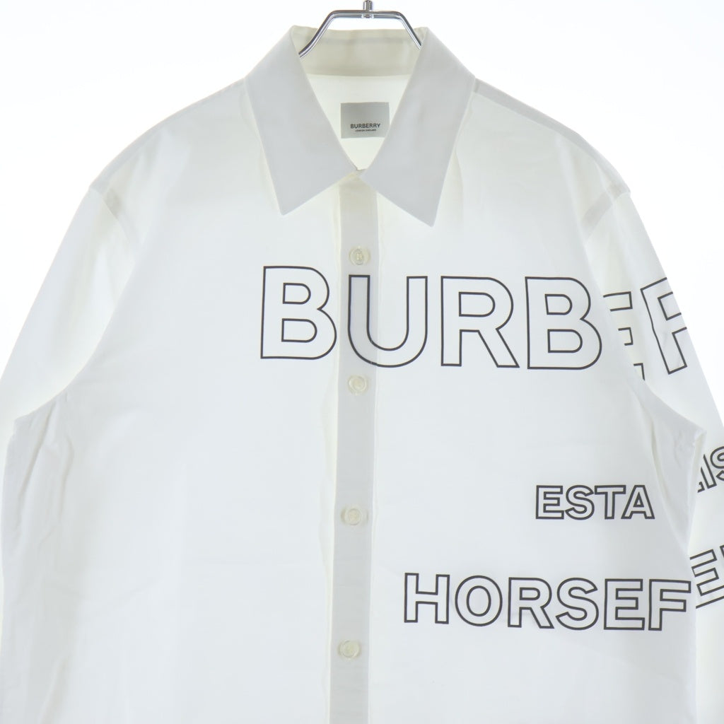 BURBERRY(バーバリー) ホースフェリー ロゴプリント ボタンダウン 長袖シャツ ホワイト 8036768