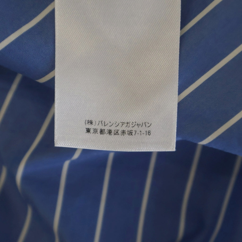 BALENCIAGA(バレンシアガ) 19SS バックロゴプリント ストライプ 長袖シャツ ブルー 556878 TGM07