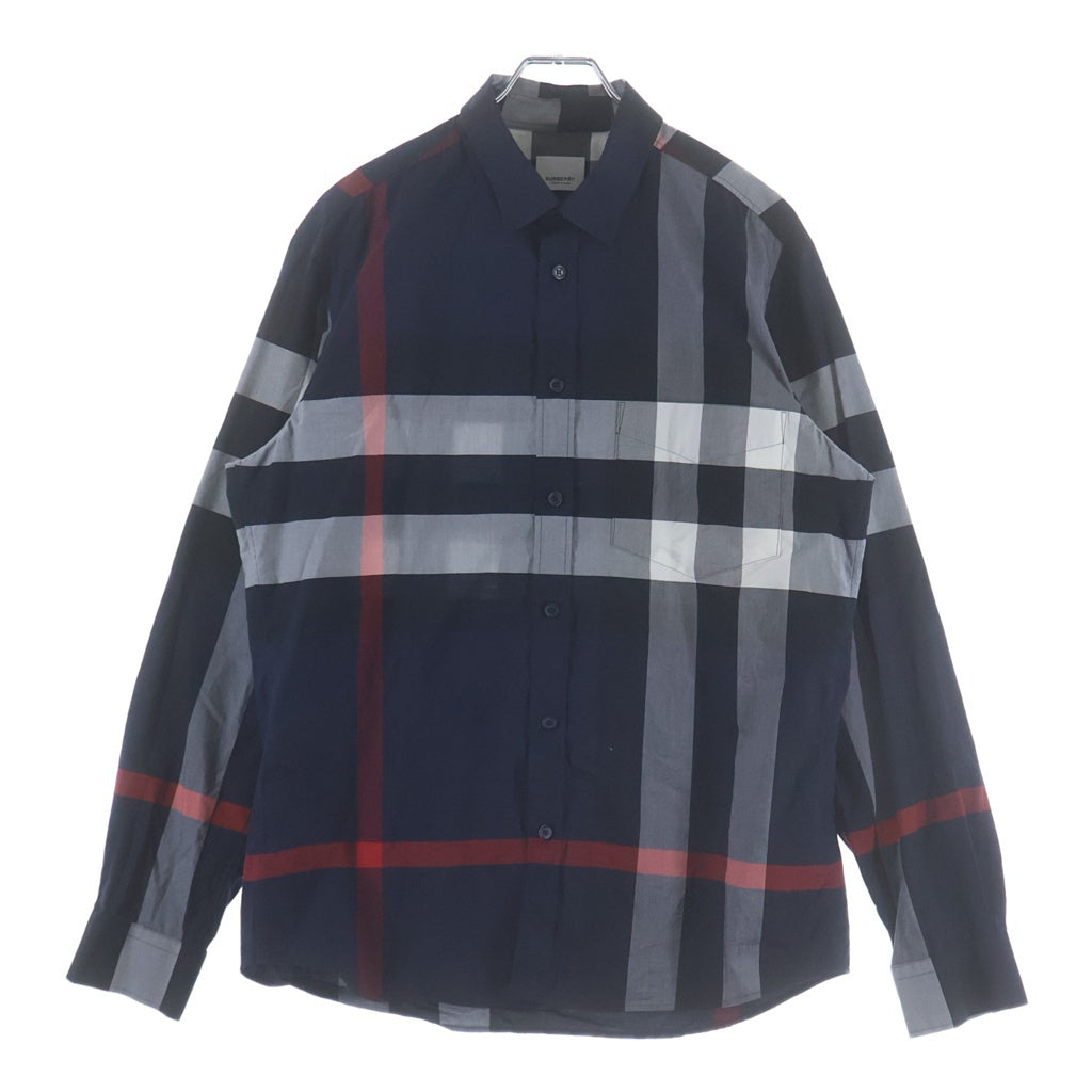 BURBERRY(バーバリー) リカルド ティッシ期 ボタンダウン 長袖チェックシャツ ネイビー 8018111