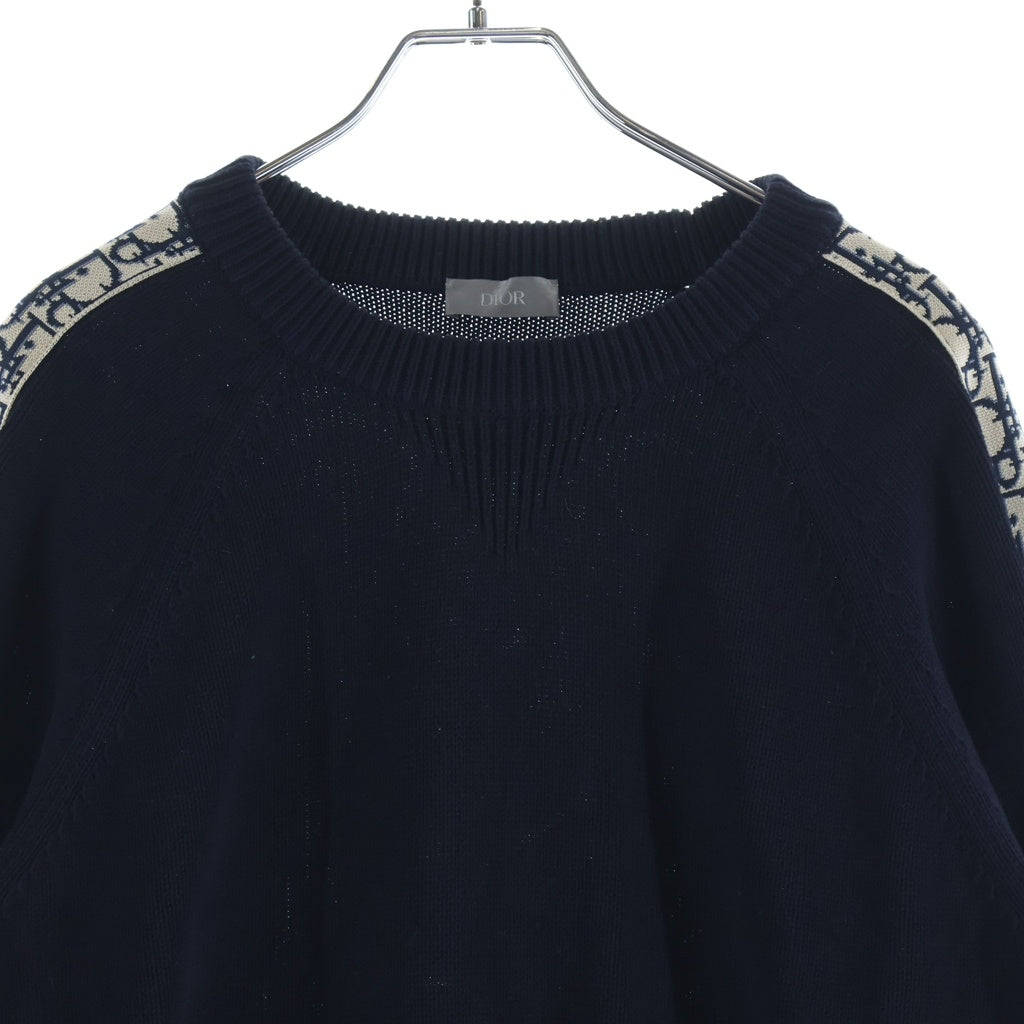 DIOR(ディオール) 21AW ショルダーオブリーク クルーネック 長袖ニット セーター ネイビー 113M638AT187