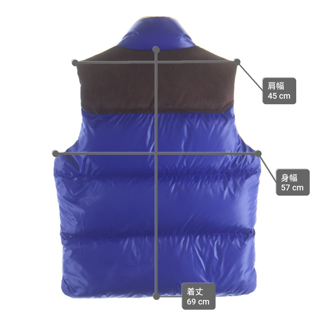 MONCLER(モンクレール) 23AW コーデュロイ切替 ボタンダウン ダウンベスト ブルー/ブラウン I20911A00128 595ZJ
