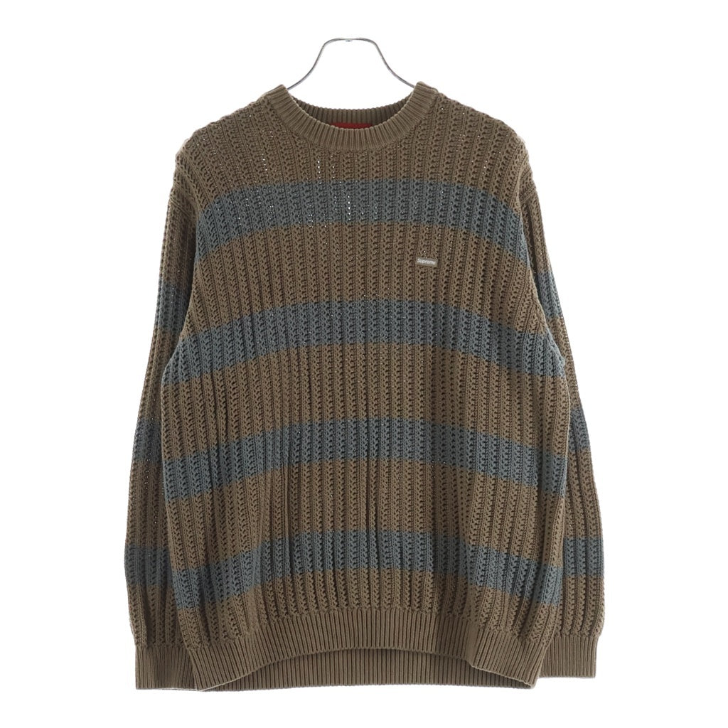 SUPREME(シュプリーム) 25SS Loose Gauge Stripe Small Box Sweater ルーズゲージ ストライプ スモールボックスロゴ ニットセーター ブラウン/グレー
