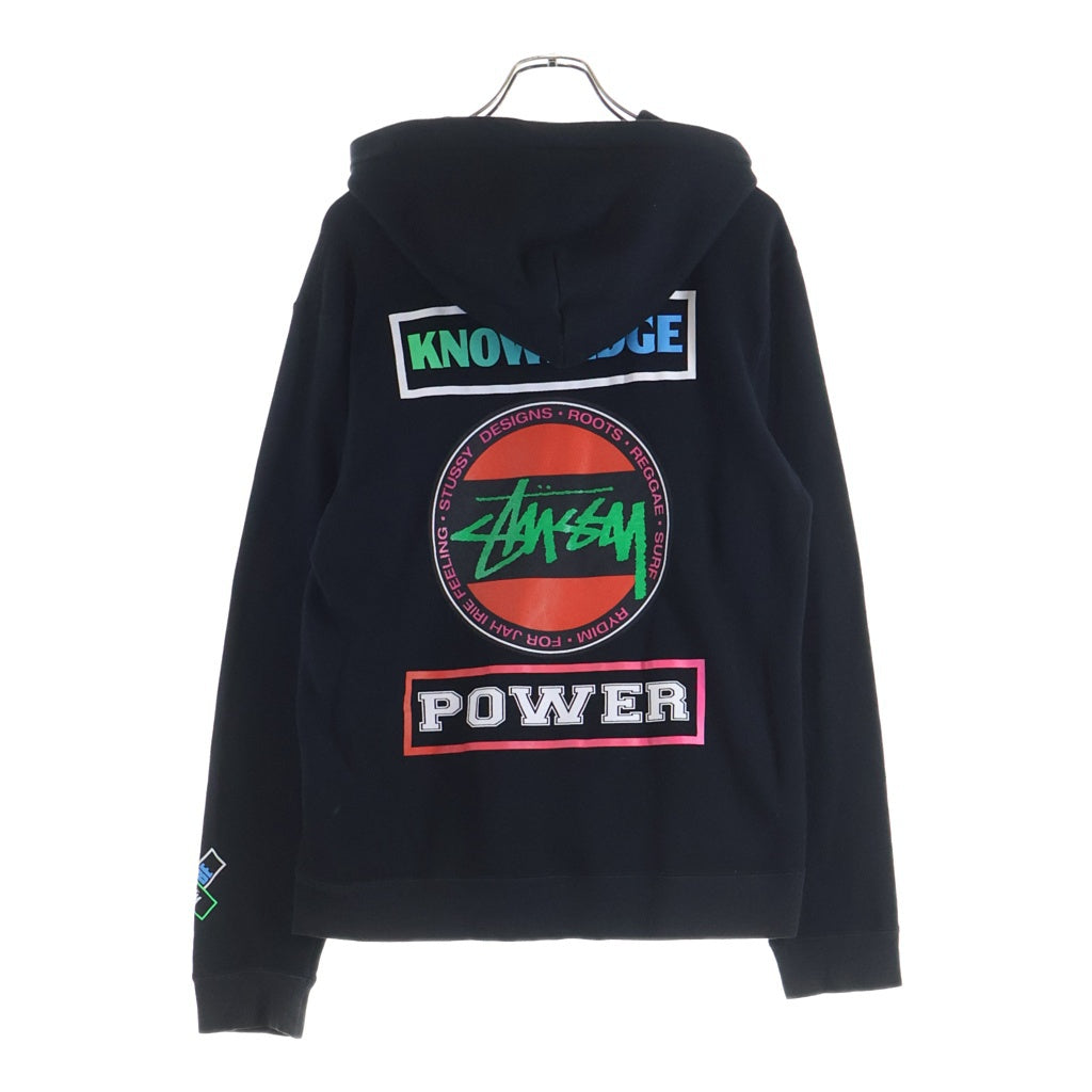 STUSSY(ステューシー) ZIP UP HOODIE バックロゴプリント ジップアップ フーディーパーカー ブラック