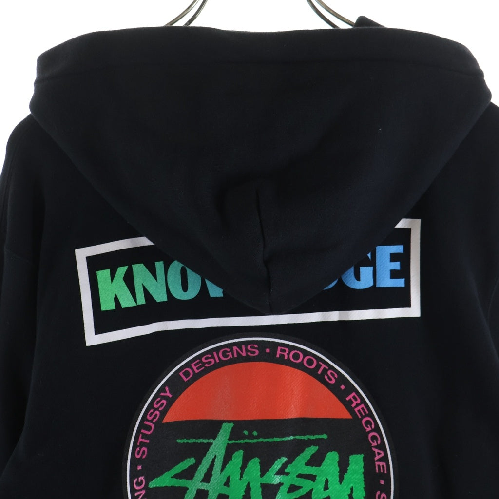 STUSSY(ステューシー) ZIP UP HOODIE バックロゴプリント ジップアップ フーディーパーカー ブラック