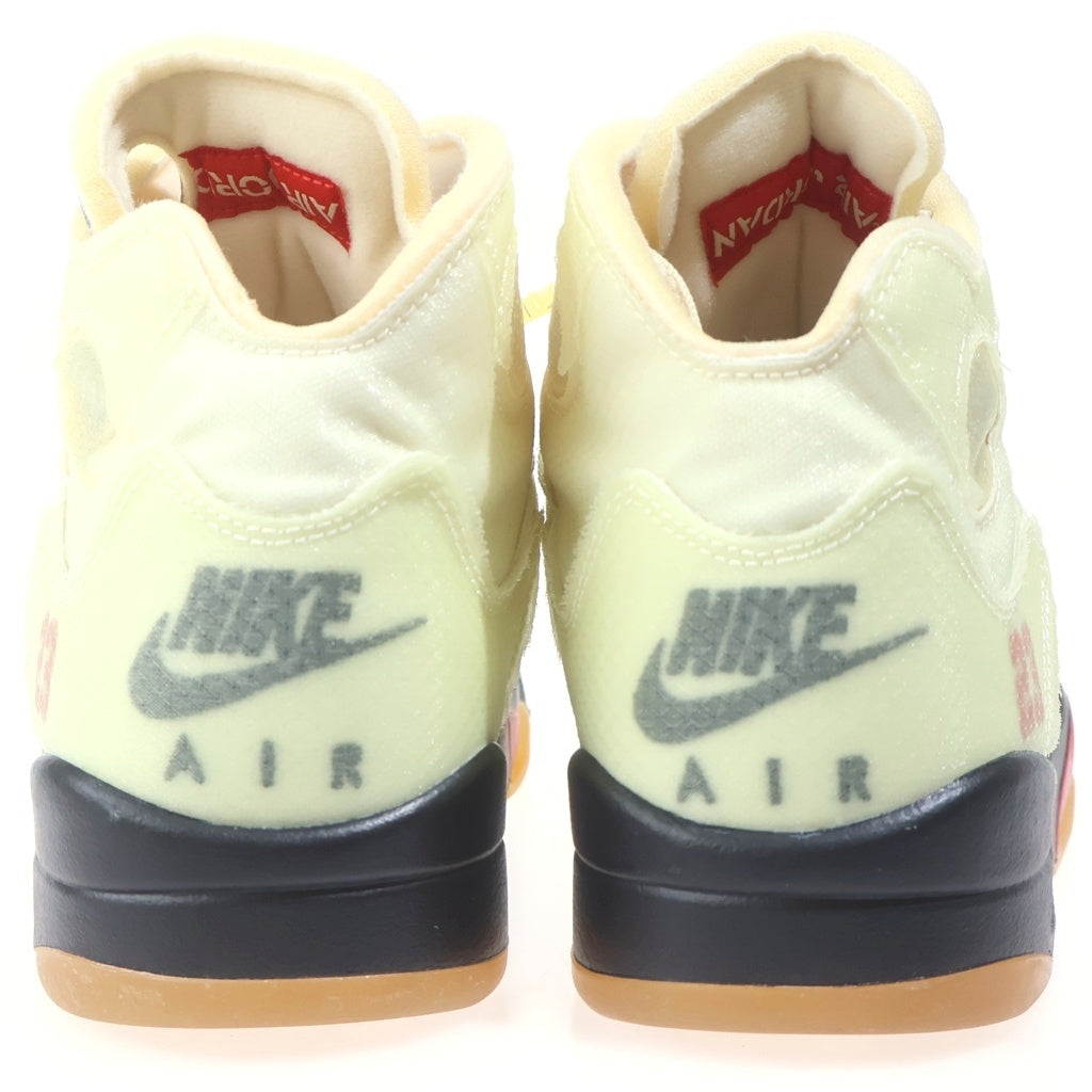NIKE(ナイキ) ×OFF WHITE AIR JORDAN5 SAIL オフホワイト エアジョーダン5 セイル ハイカットスニーカー ホワイト/イエロー US7/25.0cm DH8565-100