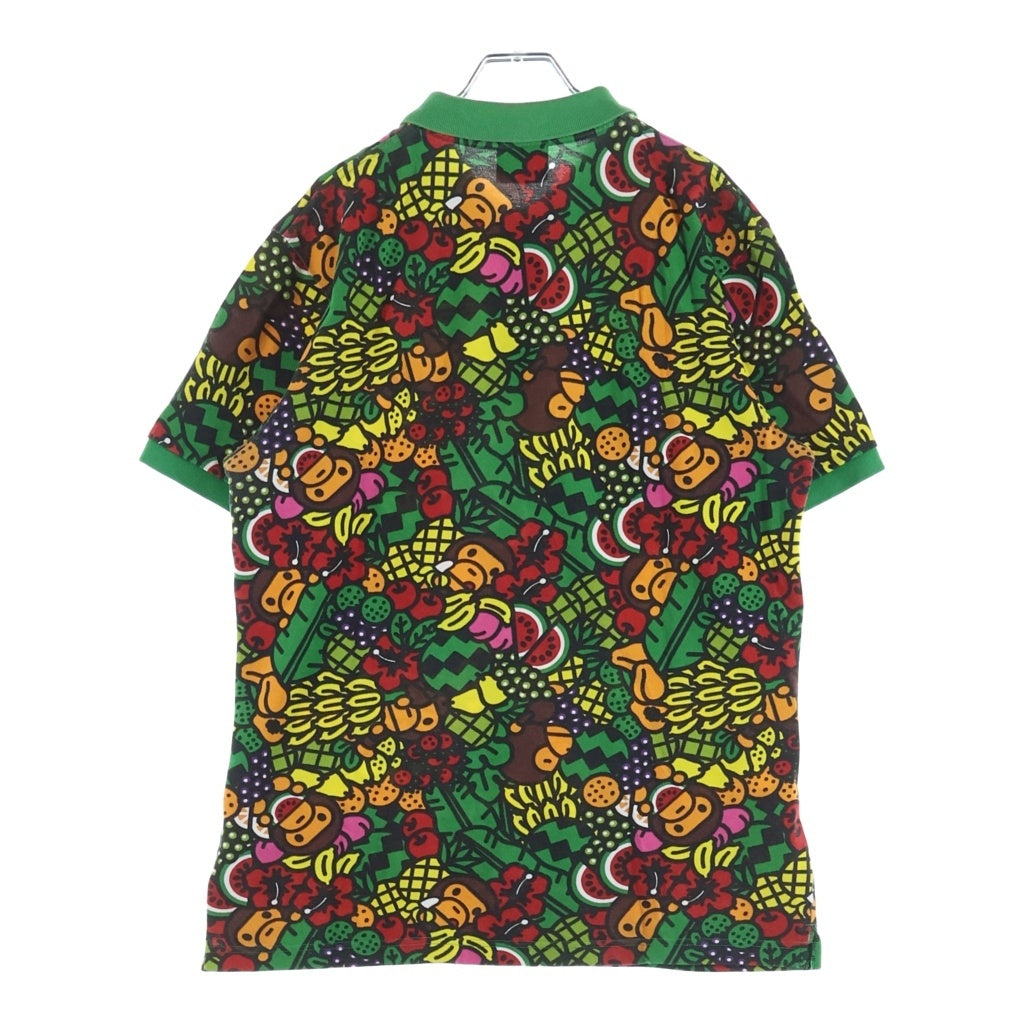 美品 a bathing ape 総柄 半袖ポロシャツ XL マイロ A BATHING APE(アベイシングエイプ) Tropical Milo トロピカルマイロ