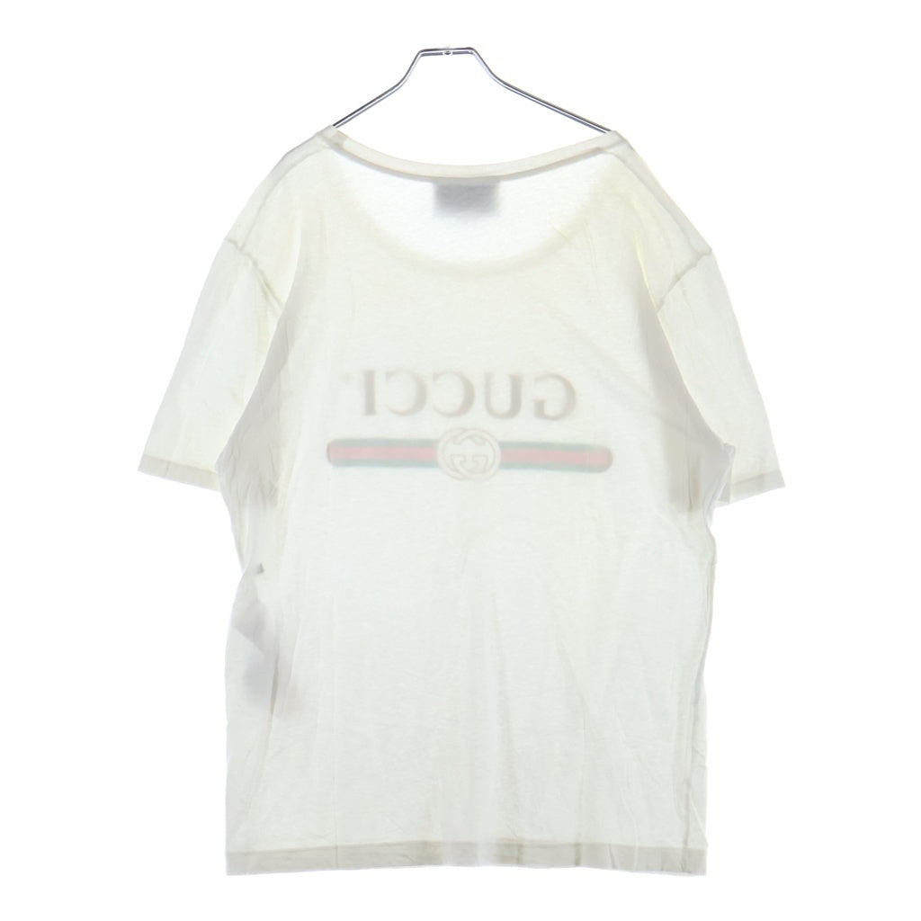 GUCCI(グッチ) 17SS ウォッシュ加工ロゴ 半袖Tシャツ カットソー ホワイト 440103 X3F05