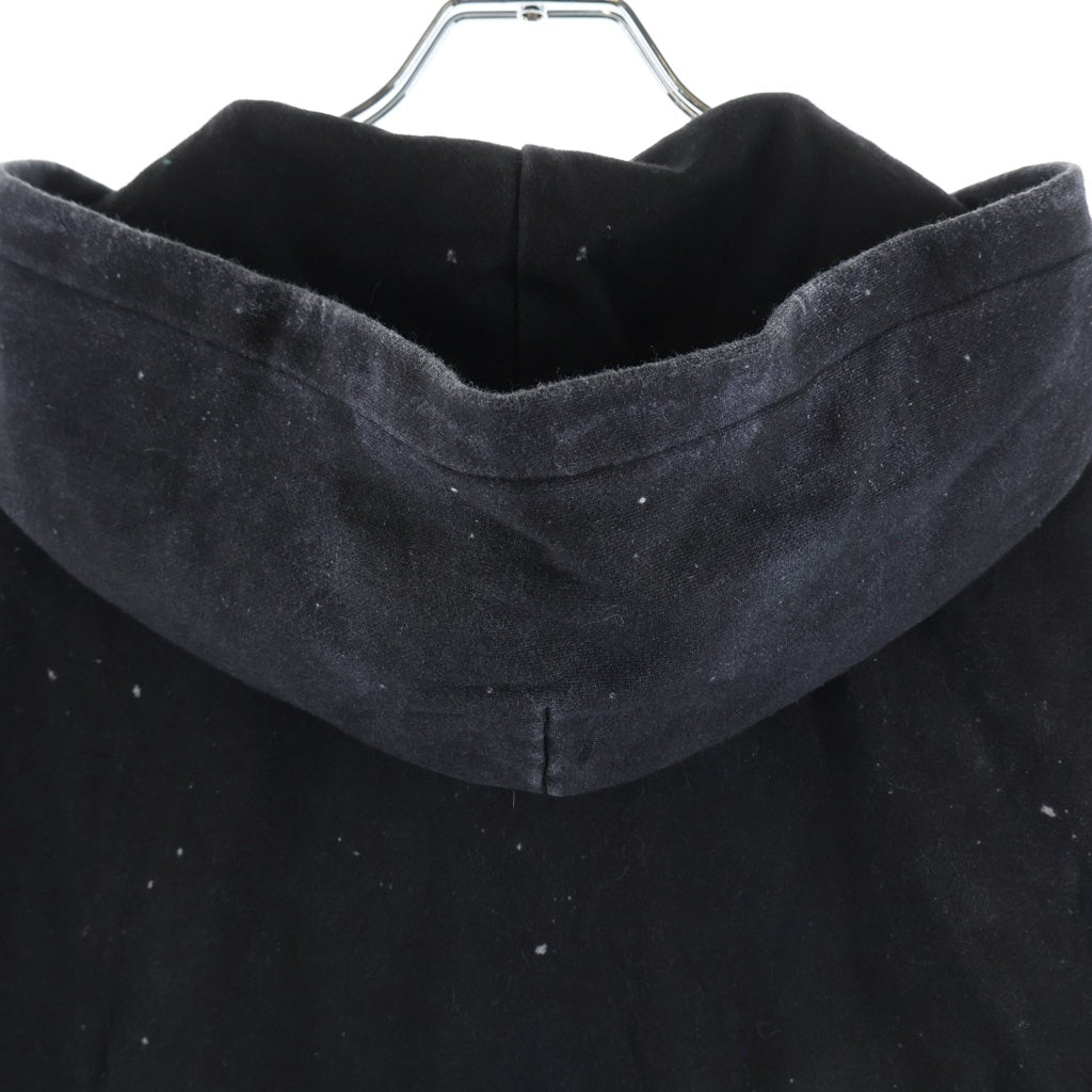 NO BRAND(ノーブランド) HEREDTHREAD print hoodie 2 toys ザレッドスレッド トロンプルイユ ジップアップ フーディー パーカー ブラック TR34702