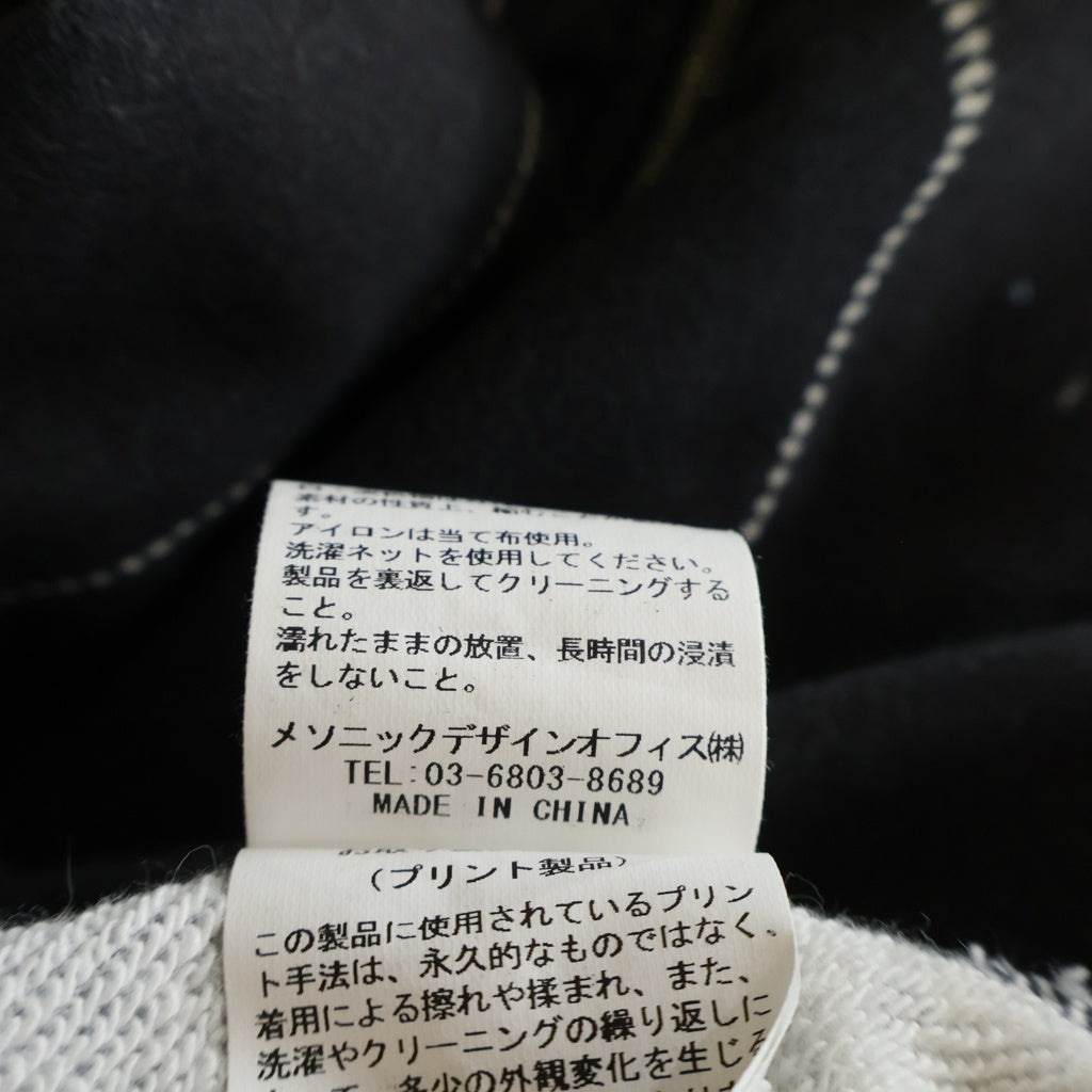 NO BRAND(ノーブランド) HEREDTHREAD print hoodie 2 toys ザレッドスレッド トロンプルイユ ジップアップ フーディー パーカー ブラック TR34702