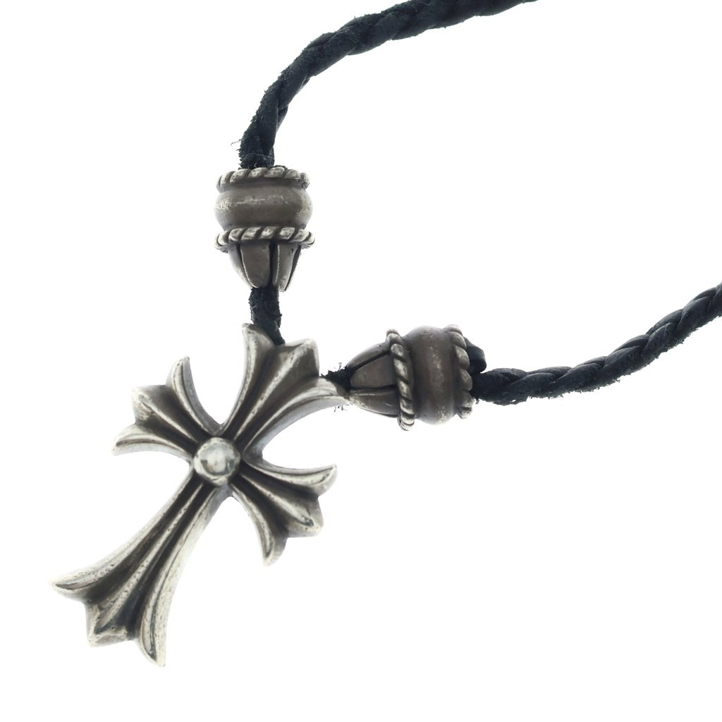 CHROME HEARTS(クロムハーツ) CH CRS SML CL スモールCHクロス クリンプト レザーブレイド ネックレス シルバー/ブラック BCA217