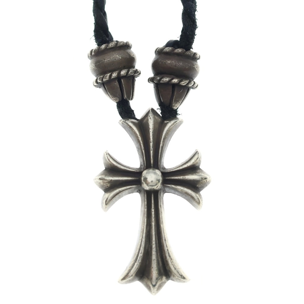 CHROME HEARTS(クロムハーツ) CH CRS SML CL スモールCHクロス クリンプト レザーブレイド ネックレス シルバー/ブラック BCA217