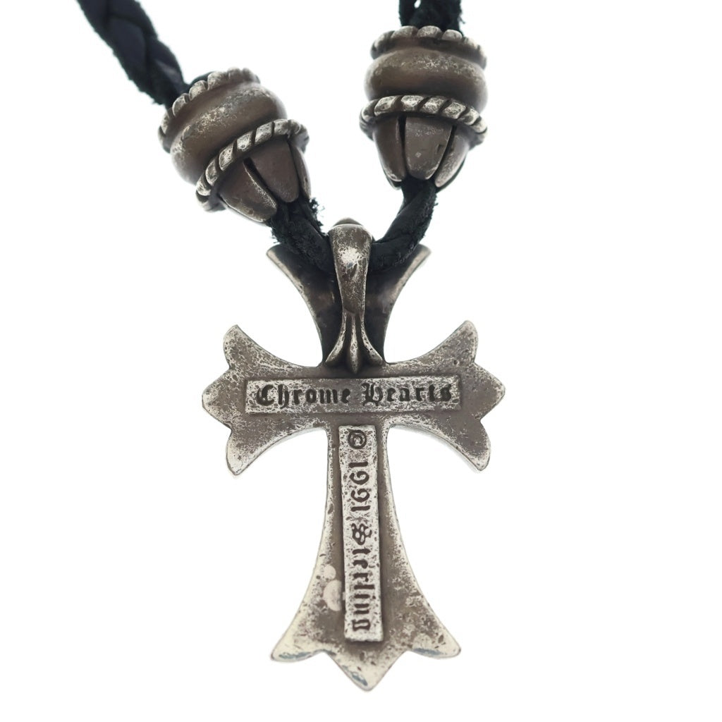 CHROME HEARTS(クロムハーツ) CH CRS SML CL スモールCHクロス クリンプト レザーブレイド ネックレス シルバー/ブラック BCA217