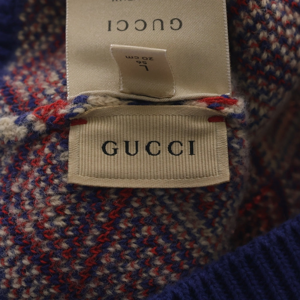 GUCCI(グッチ) GGロゴ 総柄 ニットキャップ ビーニー レッド/ブルー 685469 4KAAA