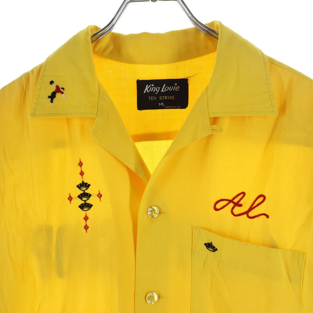 VINTAGE(ヴィンテージ) 50-60S VINTAGE King Louie TEN STRIKE キングルイ Bowling Shirt フロント刺繍 ボーリングシャツ イエロー