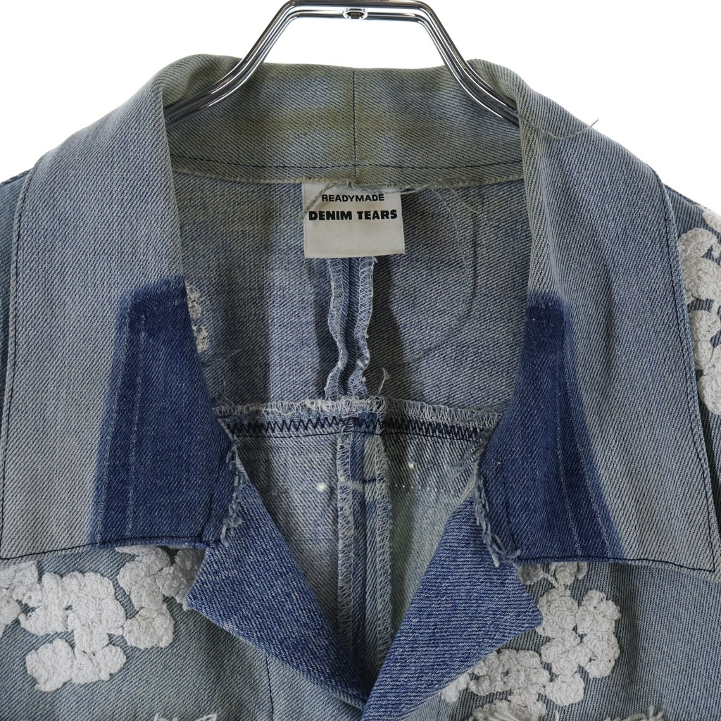 READY MADE(レディメイド) ×DENIM TEARS デニムティアーズ 再構築 フラワー刺繍 デニムジャケット インディゴブルー RE-DT-BL-00-00-14