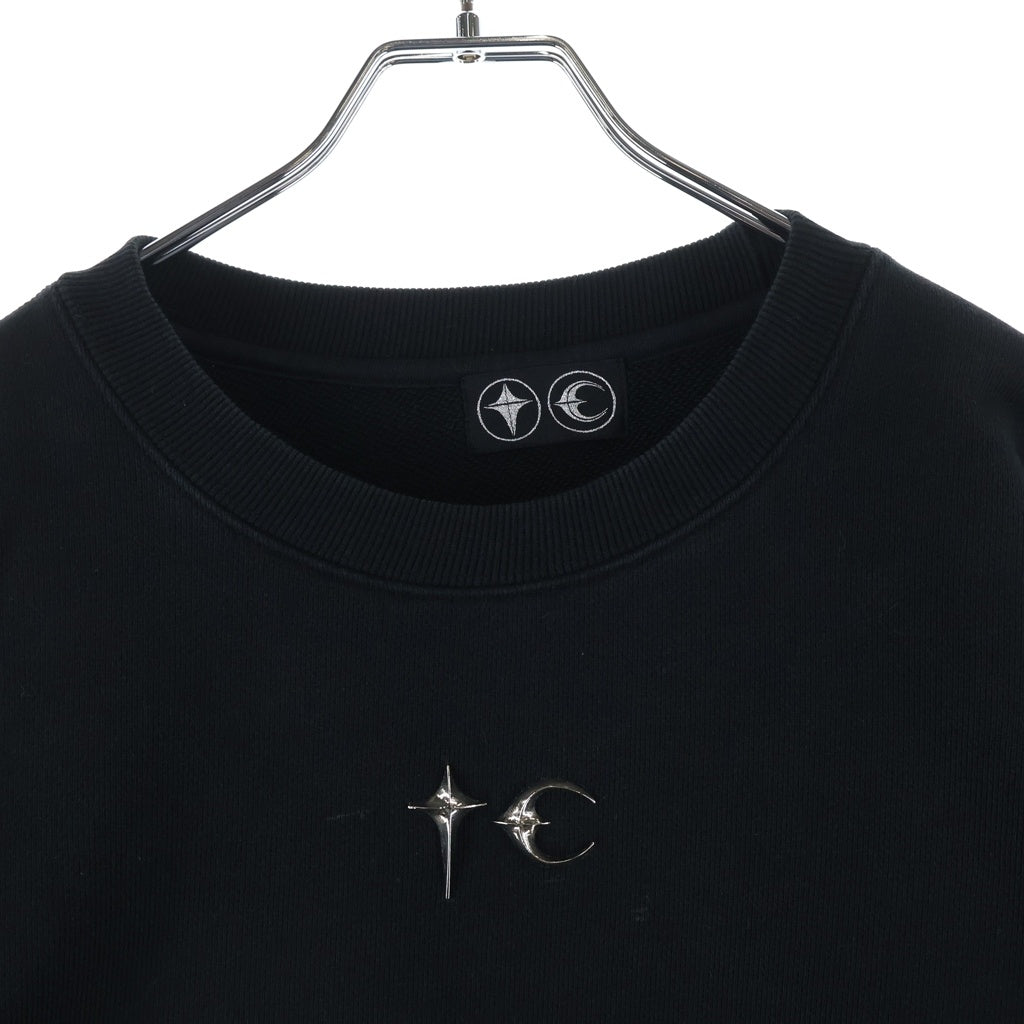 THUG CLUB(サグクラブ) 24SS エンブレムロゴ ヘビーウェイト クルーネック スウェット トレーナー ブラック TC24SS2301