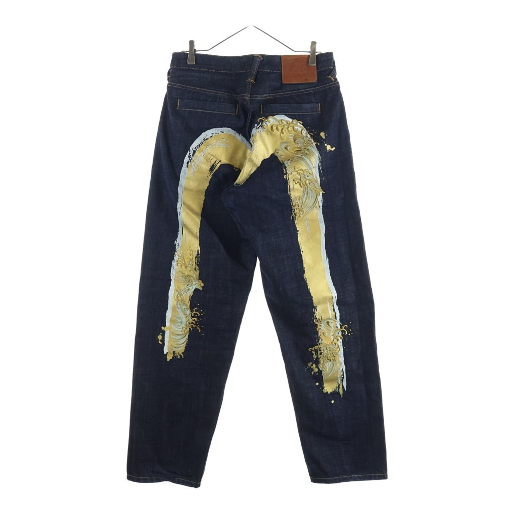 EVISU(エビス) ハンドブラシ大黒プリントと波刺繍 リラックスフィット デニムパンツ インディゴ 2EAHTM5JE106730DN