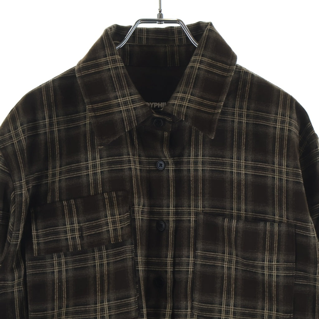 KODY PHILLIPS(コディフィリップス) Cargo Flannel Shirt カーゴポケット カットオフ フランネル長袖シャツ ブラウン