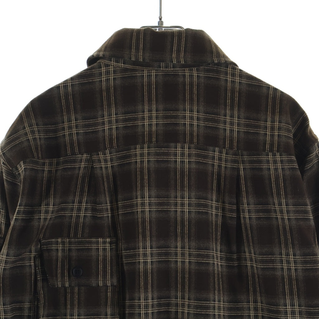 KODY PHILLIPS(コディフィリップス) Cargo Flannel Shirt カーゴポケット カットオフ フランネル長袖シャツ ブラウン