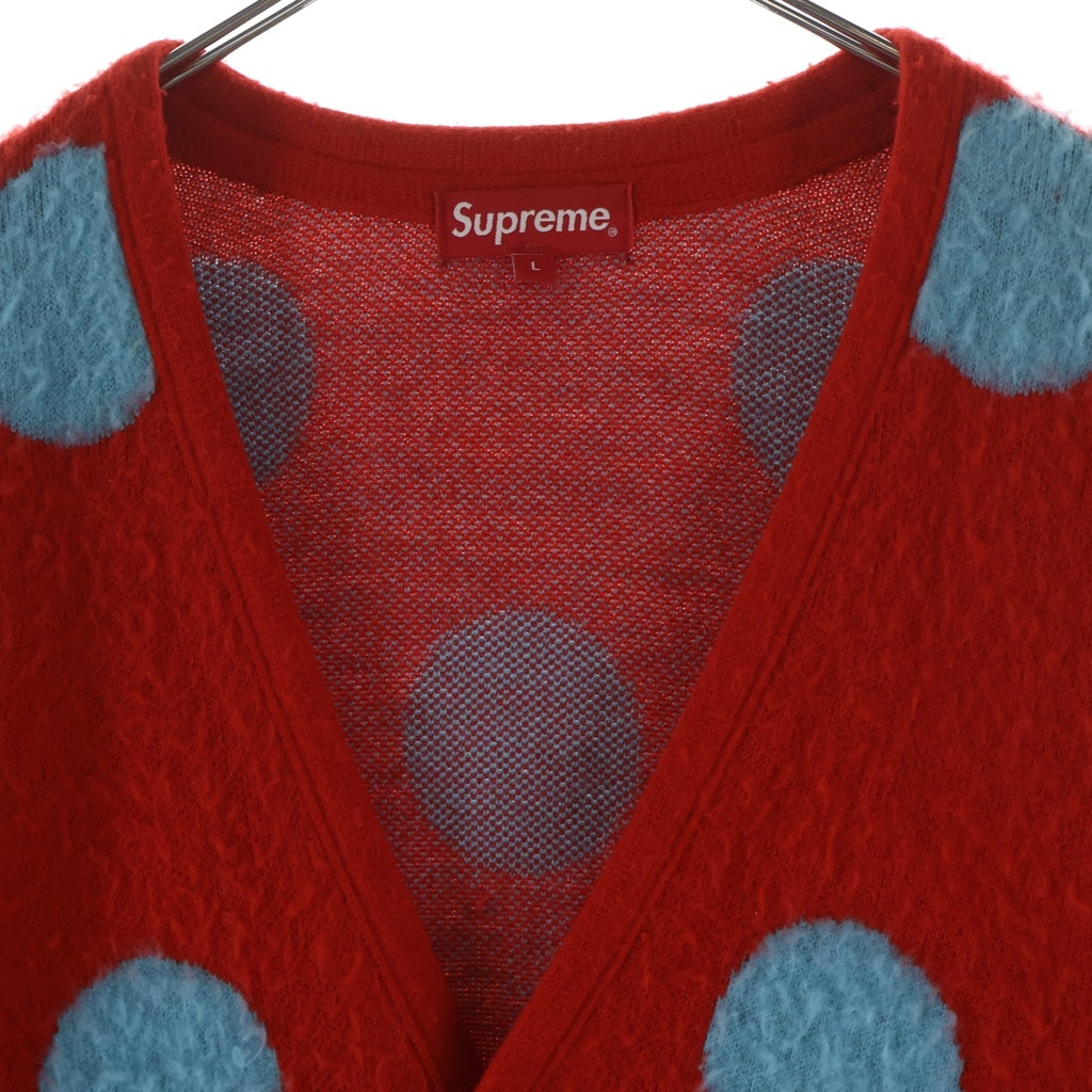 SUPREME(シュプリーム) 20SS Brushed Polka Dot Cardigan ブラッシュド ポルカ ドット モヘア長袖ニット カーディガン レッド