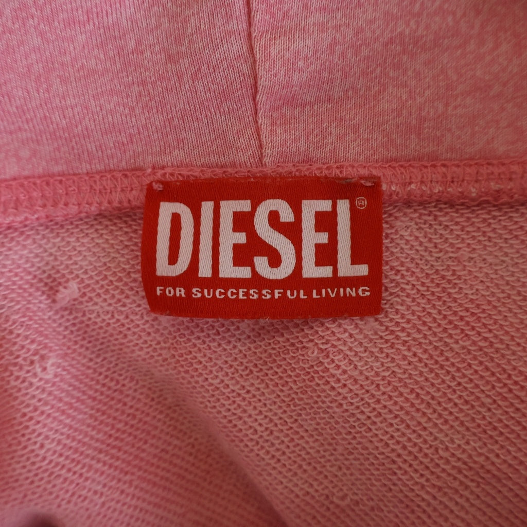DIESEL(ディーゼル) S-GINN-HOOD-PAK フロント ロゴプレート プルオーバー スウェットパーカー ピンク A16155