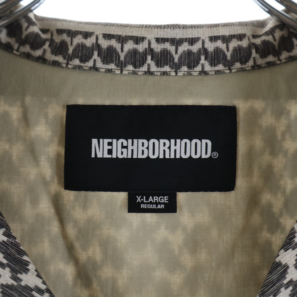 NEIGHBORHOOD(ネイバーフッド) 26SS SHEMAGH PATTERN SHIRT シェマグ柄 パターンド オープンカラー半袖シャツ ブラウン/グレー 261TSNH-SHM12
