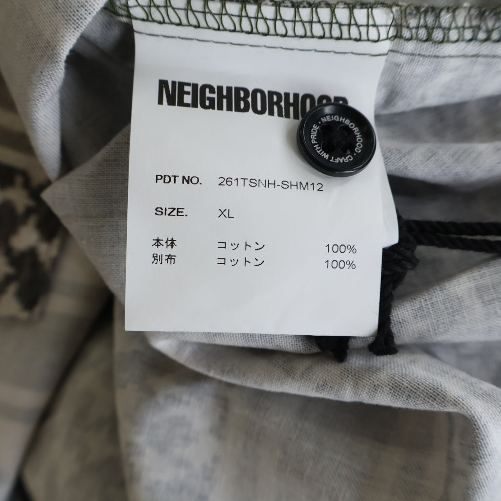 NEIGHBORHOOD(ネイバーフッド) 26SS SHEMAGH PATTERN SHIRT シェマグ柄 パターンド オープンカラー半袖シャツ ブラウン/グレー 261TSNH-SHM12